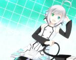  &atilde;&pound;&aelig;&rsquo;&acirc;&euro;&atilde;&pound;&acirc;&euro;&scaron;&acirc;&sup3; ahoge hand_on_headphones headphones heterochromia male pantyhose pastelpeach short_hair solo tail trap usb utatane_piko vocaloid white_hair 