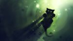  1920x1080 animal apofiss black cat feline green paws ripples stare wallpaper water 
