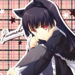  animal_ears bad_id black_hair black_legwear black_pantyhose cat_ears gokou_ruri gothic_lolita lolita_fashion long_hair mole ore_no_imouto_ga_konna_ni_kawaii_wake_ga_nai pantyhose red_eyes solo takei_ooki 