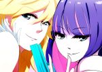  back_lace face multiple_girls panty_&amp;_stocking_with_garterbelt panty_(character) panty_(psg) ryohakkai smile stocking_(character) stocking_(psg) 