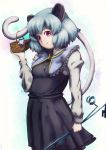 animal_ears bad_id basket breasts capelet dowsing_rod dowsing_rods highres jewelry mouse mouse_ears mouse_tail nazrin pendant saebashi solo tail tail_raised touhou