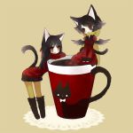  :d animal_ears bad_id cat cat_ears chibi cup dress girl_in_a_cup himehi in_container in_cup minigirl multiple_girls open_mouth original pantyhose smile tail v_arms yellow_legwear 