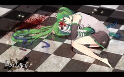  blood flower green_hair hatsune_miku skeleton vocaloid 