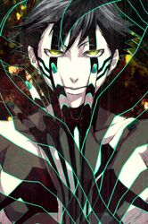  bad_id hitoshura male nail_polish pizaya s_tanly shin_megami_tensei_iii:_nocturne smile solo tattoo yellow_eyes 