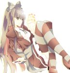  bow cake dress food hair_bow long_hair multicolored_hair panty_&amp;_stocking_with_garterbelt ribbon solo stocking_(character) stocking_(psg) striped striped_legwear striped_thighhighs thigh-highs thighhighs two-tone_hair xayux 