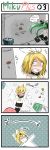  ball blonde_hair blue_eyes catstudio_(artist) cockroach comic detached_sleeves english foaming_at_the_mouth green_hair hatsune_miku highres insect kagamine_len kagamine_rin peter_(miku_plus) silent_comic thai translated twintails vocaloid 