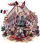  akame_(eckesachs) armor bald blonde_hair blue_eyes boots car flower france french greaves gun handgun helmet jeanne_d&#039;arc jeanne_d'arc military motor_vehicle multiple_boys nazi original paris revolver swastika tray vehicle waiter weapon world_war_ii wwii 