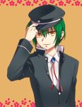  angel_beats! green_hair hat male misaki_juri naoi_ayato school_uniform short_hair yellow_eyes 