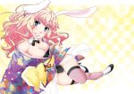  blue_eyes breasts bunny_ears cleavage fishnet_legwear fishnet_pantyhose fishnet_stockings fishnets kuroo_(project_apricot) kurootoko legwear macross macross_frontier pantyhose pink_hair sheryl_nome thighhighs 