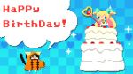  animated_gif blazblue cake food gif happy_birthday jubei_(blazblue) jumping pixel_art platinum_the_trinity two_side_up 