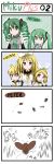  blonde_hair blue_eyes catstudio_(artist) cockroach comic detached_sleeves green_eyes green_hair hatsune_miku highres insect kagamine_len kagamine_rin mother_and_daughter mother_and_son peter_(miku_plus) silent_comic smile thai twintails vocaloid 
