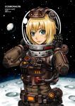  blue_eyes flightsuit gloves helmet moon original pilot_suit short_hair solo space spacesuit star tony_(chikaku_kabin) 