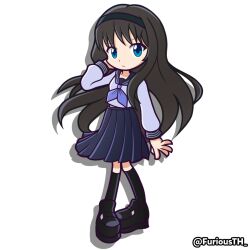  1girl alternate_costume aqua_eyes aqua_shirt aqua_sleeves arm_at_side black_hair black_hairband black_shoes black_socks blue_neckerchief blue_pupils blue_sailor_collar blue_serafuku blue_skirt blue_sleeve_cuffs breasts collarbone commission fingernails frown furiousth hairband horizontal-striped_sleeve_cuffs kneehighs legs_apart loafers long_hair long_sleeves looking_at_viewer medium_skirt midriff_peek neckerchief official_alternate_costume open_hand petticoat pleated_skirt puyopuyo sailor_collar school_uniform serafuku shirt shoes sidelighting simple_background skirt sleeve_cuffs socks solo standing straight_hair striped_collar tohno_akiha transparent_background triple_horizontal_stripe tsukihime tsukihime_(remake) very_long_hair white_stripes 