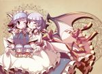  bat_wings braid character_doll highres izayoi_sakuya multiple_girls remilia_scarlet short_hair takahero touhou twin_braids wings wink 