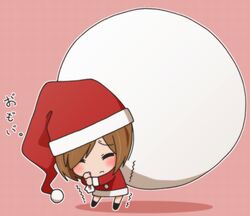  chibi christmas closed_eyes extra eyes_closed heavy k-on! kinoshita_shizuka landolt_tamaki sack santa_costume short_hair water_waterfall 