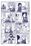  4koma blazer blush buddha cellphone chair comic desk extra gum_(vivid_garden) hair_ornament hairclip heart highres k-on! monochrome multiple_4koma nakanishi_toshimi phone ponytail saeki_mika satou_akane school_uniform side_ponytail sitting skirt taki_eri translated twintails volleyball wajima_maki 