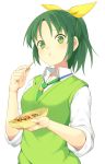  :t eating green_eyes green_hair midorikawa_nao ponytail precure school_uniform short_hair sleeves_rolled_up smile_precure! solo sweater_vest takoyaki tsuchifumazu 