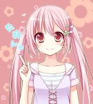  hair_ornament hairclip kuu_(0427) long_hair original pink pink_eyes pink_hair ribbon solo twintails 