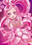  bow cure_blossom hanasaki_tsubomi heartcatch_precure! hokuyuu long_hair magical_girl pink pink_background pink_eyes pink_hair ponytail precure solo very_long_hair 
