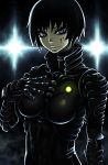  blood blood_on_face bodysuit breasts original purple_eyes short_hair solo tony_(chikaku_kabin) violet_eyes 