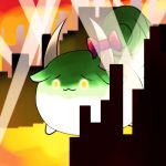  :3 building cityscape ex-keine glowing glowing_eyes kamishirasawa_keine kamishirasawa_keine_(hakutaku) skyscraper solo sukusuku_hakutaku touhou yume_shokunin 