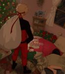  cardigan christmas christmas_tree curtains female haruno_sakura hatake_kakashi luke_(artist) luke_uehara lying naruto on_side pink_hair sleeping uchiha_sasuke uzumaki_naruto 