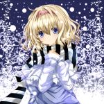  alice_margatroid bad_id blonde_hair blue_eyes hairband nanase_nao scarf solo striped striped_scarf touhou 