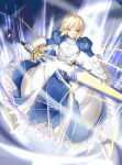  ahoge armor blonde_hair excalibur fate/stay_night fate_(series) green_eyes saber short_hair solo sword type-moon weapon zero_saber 