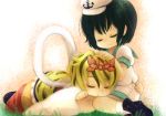  bad_id biyon black_hair blonde_hair hat multicolored_hair multiple_girls murasa_minamitsu sailor sailor_collar sailor_hat sailor_suit short_hair sleeping toramaru_shou touhou two-tone_hair 