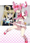  alpha_omega alpha_omega_(cosplay) backpack bag blonde_hair blue_eyes bridget_evans brown_eyes cosplay gloves hoshikuzu_witch_meruru kinugawamiyabi kurusu_kanako long_hair meruru_(oreimo) meruru_(oreimo)_(cosplay) ore_no_imouto_ga_konna_ni_kawaii_wake_ga_nai panties pantyshot pink_hair ponytail randoseru twintails underwear wand wink 