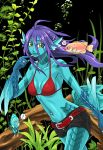  bikini_top breasts fish green_eyes long_hair monster_girl original purple_hair shorts solo tail tony_(chikaku_kabin) underwater 