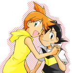  child couple holding_hands hoodie kasumi_(pokemon) orange_hair pokemon pokemon_(anime) satoshi_(pokemon) side_ponytail 