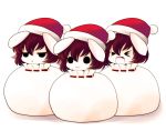  &gt;_&lt; :&lt; :3 animal_ears brown_hair bunny_ears chibi fur_trim hat in_container inaba_tewi multiple_girls rabbit_ears sack santa_hat touhou x3 yume_shokunin 