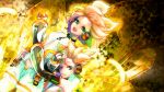  bad_id bare_shoulders blonde_hair bow detached_sleeves hair_bow hair_ornament headphones kagamine_len kagamine_len_(append) kagamine_rin kagamine_rin_(append) short_hair siblings smile twins vocaloid vocaloid_append 