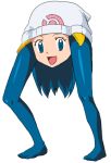 blue_eyes blue_hair hat hikari_(pokemon) open_mouth parody pink-ball pokemon shiteyan&#039;yo shiteyan'yo simple_background smile solo vocaloid what white_background 