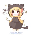  animal_costume blonde_hair blush brown_eyes cat_costume cat_tail chibi fang kemonomimi_mode musical_note open_mouth rumia scarf sleeves_past_wrists solo south114 spoken_musical_note standing tail the_embodiment_of_scarlet_devil touhou youkai 