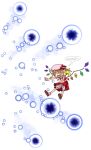  blonde_hair blush chibi danmaku fang flandre_scarlet flying hat o_o oso oso_(toolate) outstretched_arms simple_background solo the_embodiment_of_scarlet_devil touhou wings 