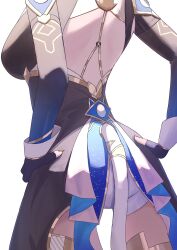  1girl absurdres anima_miko back back_focus backless_outfit breasts cat_tail cipher_(honkai:_star_rail) close-up fingernails head_out_of_frame highres honkai:_star_rail honkai_(series) sideboob simple_background solo tail white_background white_tailcoat yellow_nails 