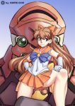  bishoujo_senshi_sailor_moon crossover happy legs neon_genesis_evangelion nerv pixiv sailor_venus_(cosplay) skirt smile souryuu_asuka_langley 