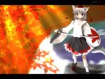  inubashiri_momiji leaves side_b sword touhou 