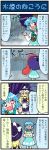  artist_self-insert blue_hair color comic heterochromia highres kirisame_marisa mizuki_hitoshi mizukihitoshi oriental_umbrella rain tatara_kogasa tongue touhou translated translation_request umbrella 