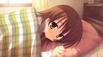  bed blush brown_eyes brown_hair game_cg kobuichi tenshinranman yamabuki_aoi 