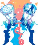  2boys black_hair brown_eyes frown gakuran hat higashikata_josuke higashikata_jousuke jojo_no_kimyou_na_bouken kazaana kujo_jotaro kuujou_joutarou multiple_boys pompadour school_uniform star 