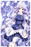  bad_id blush boots breasts hat lavender_hair letty_whiterock purple_eyes saturnon short_hair snow solo touhou violet_eyes 
