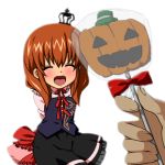  bad_id brown_hair candy crown fangs halloween jack-o&#039;-lantern jack-o'-lantern lollipop long_hair lowres pumpkin shaped_lollipop tea_(084630000) umineko_no_naku_koro_ni ushiromiya_maria white_background 