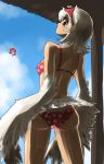  bikini futaba_channel harpy monster_girl nijiura_maids oso oso_(toolate) red_eyes suzaku swimsuit white_hair wings yabai 