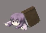  :&lt; book bored hayake lying no_hat no_headwear on_stomach open_book patchouli_knowledge purple_eyes purple_hair simple_background solo touhou violet_eyes 