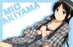  akiyama_mio black_hair blue_eyes bow breasts cleavage crossed_arms dutch_angle k-on! long_hair no10 poncho smile solo 