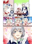  &gt;_&lt; :&gt; :d asaki blue_eyes blue_hair blush blush_stickers bow braid brain_freeze comic eating hair_bow hand_on_cheek hand_on_own_cheek hand_on_own_face happy hat izayoi_sakuya moe multiple_girls ogawa_maiko open_mouth pantyhose red_eyes remilia_scarlet shaved_ice short_hair silver_hair smile stare touhou translated translation_request wavy_mouth wings 