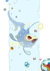  absurdres commentary_request fish full_body highres lanturn marble_(toy) nashimochi_4 no_humans open_mouth pokemon pokemon_(creature) pokemon_focus red_eyes solo tongue twitter_username watermark 